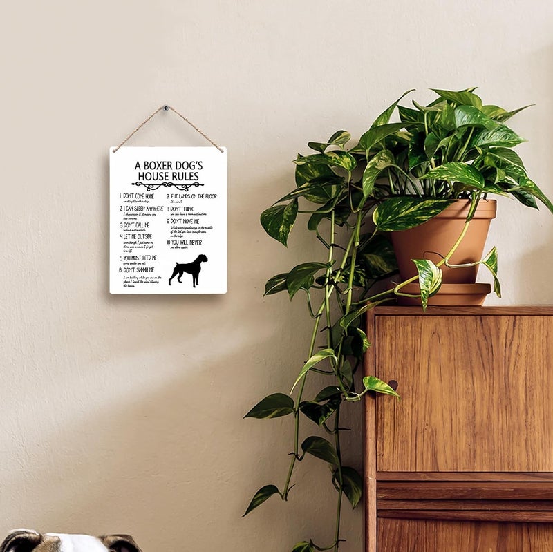 FUGWN A Boxer Dog’s House Rules Dog Wooden Signs 8x10, Boxer Dog Gifts for Lovers Women Men, Boxer Wall Decor, Signs for Home Decor, House Rules Sign for Boxer Lovers - Image 2